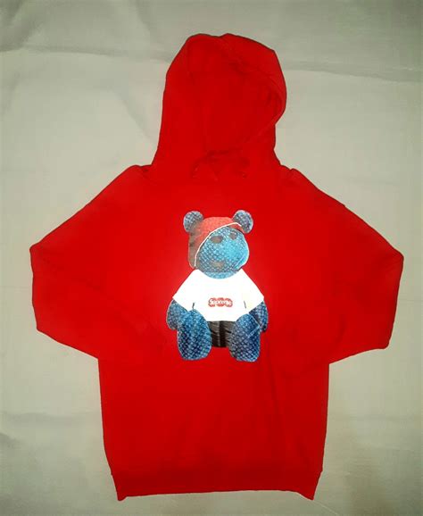 supreme x lv teddy bear hoodie